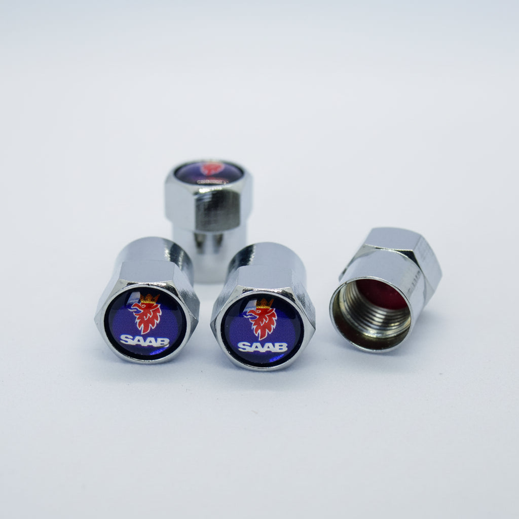 Saab Style Tyre Valve Cap - Nut Style (Set of 4)