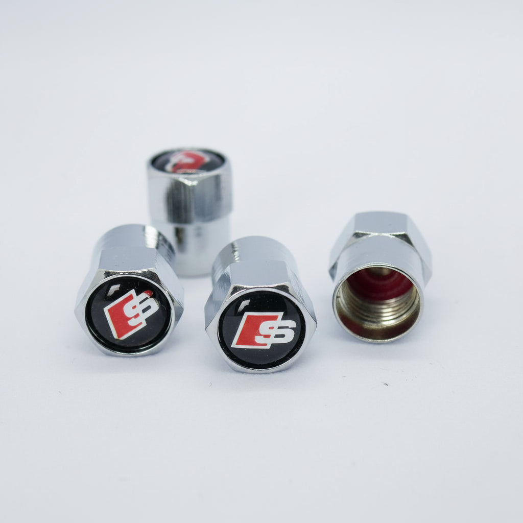 Audi S Line Style Tyre Valve Cap - Nut Style (Set of 4)