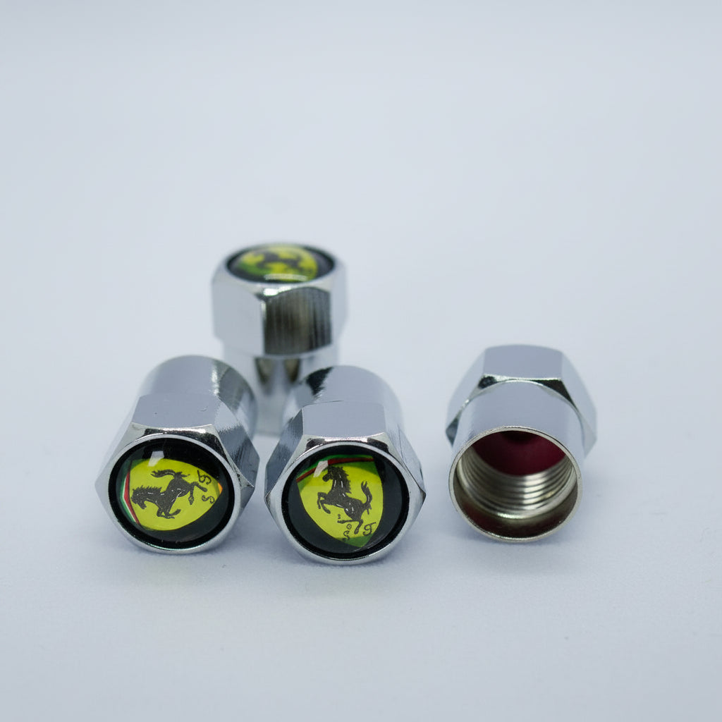 Ferrari Style Tyre Valve Cap - Nut Style (Set of 4)