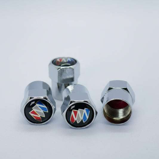Buick Style Tyre Valve Cap - Nut Style (Set of 4)