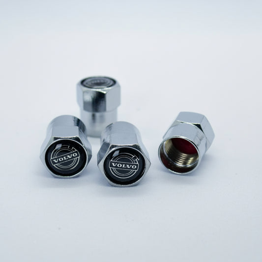 Volvo Style Tyre Valve Cap - Nut Style (Set of 4)