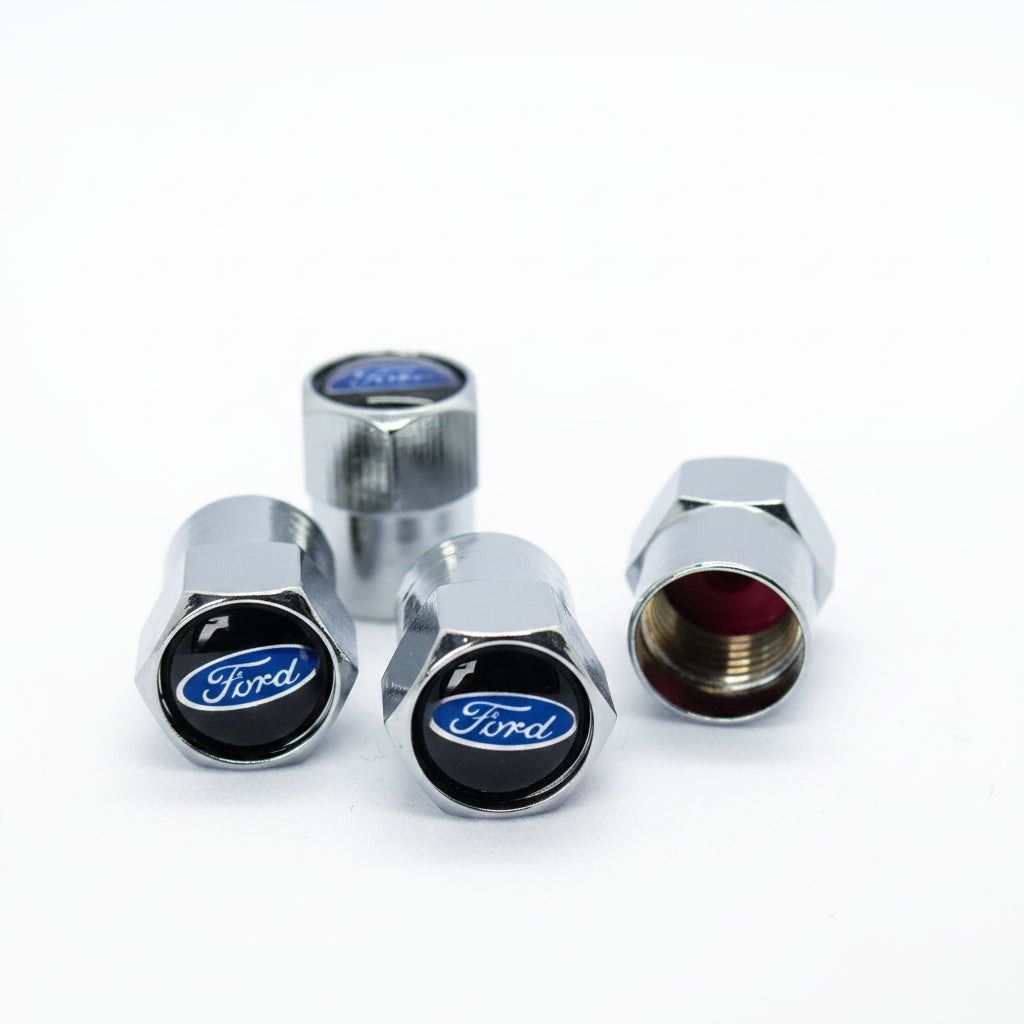 Ford Style Tyre Valve Cap - Nut Style (Set of 4)