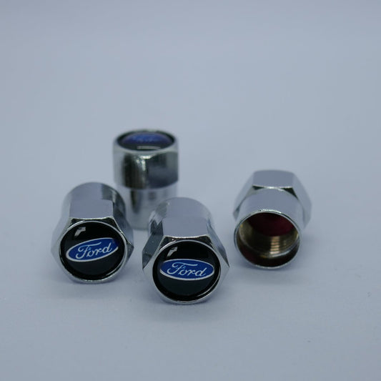Ford Style Tyre Valve Cap - Nut Style (Set of 4)