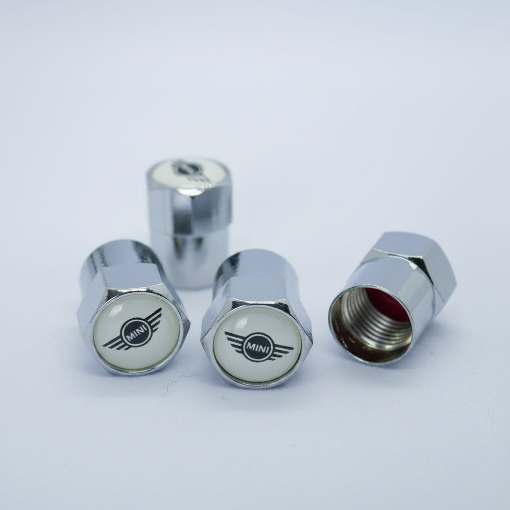 Mini Style Tyre Valve Cap - Nut Style (Set of 4)