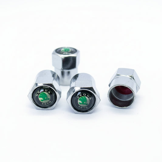 Skoda Style Tyre Valve Cap - Nut Style (Set of 4)