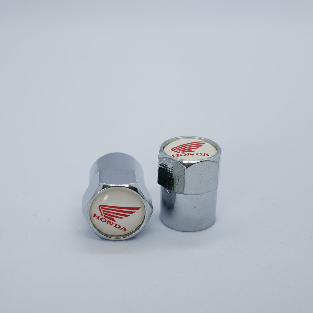 Honda Motorcycle (Red Wing) Style Tyre Valve Cap - Nut Style (Set of 2)
