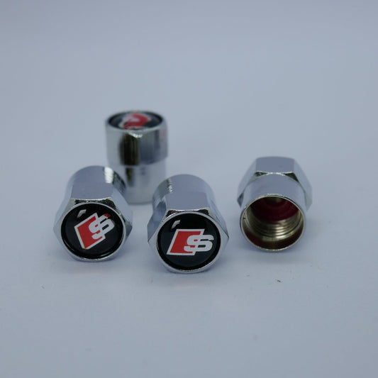 Audi S Line Style Tyre Valve Cap - Nut Style (Set of 4)