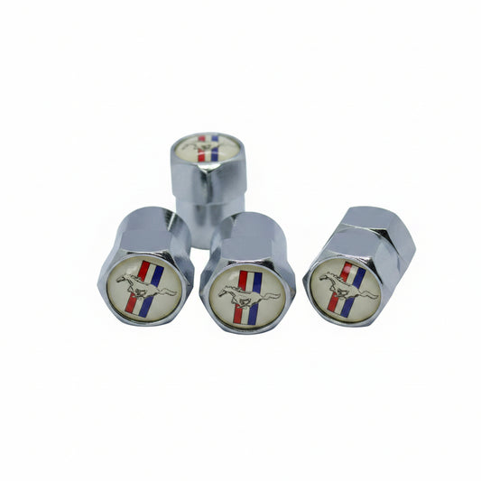 Ford Mustang Style Tyre Valve Cap - Nut Style (Set of 4)