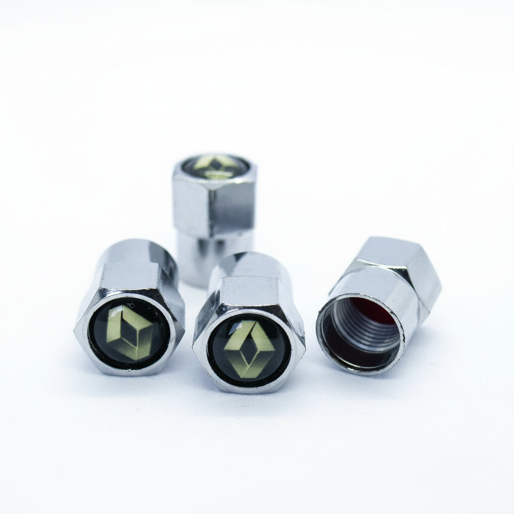 Renault Style Tyre Valve Cap - Nut Style (Set of 4)