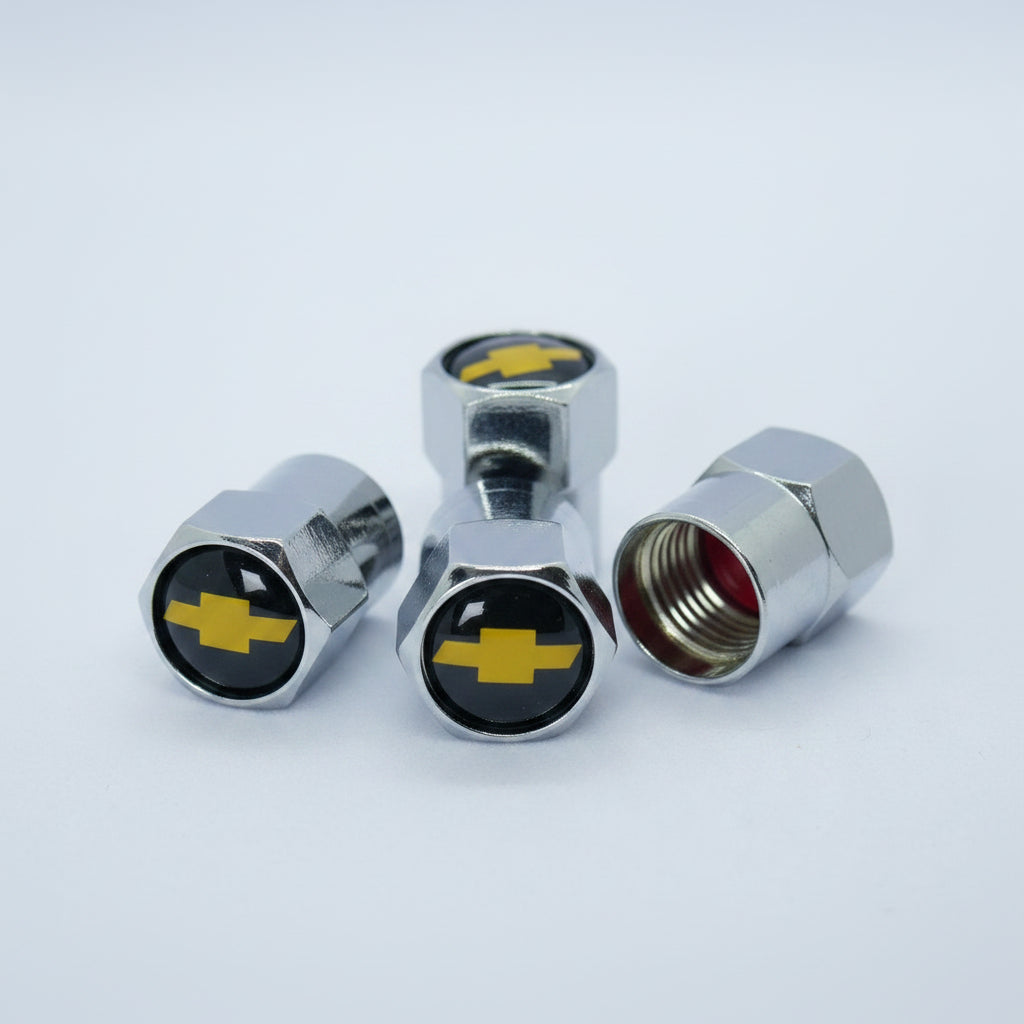 Chevrolet Style Tyre Valve Cap - Nut Style (Set of 4)