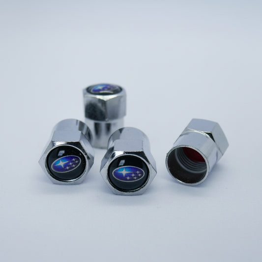 Subaru Style Tyre Valve Cap - Nut Style (Set of 4)